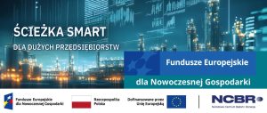 tekst: Ścieżka SMART dla dużych przedsiębiorstw FENG, tło: panorama infrastruktury przemysłu ciężkiego